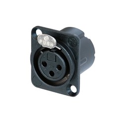 FEMALE 3-PIN DLX-SERIES WITH SOLDER TERMINALS & LATCH WITH BLACK BODY & GOLD PINS