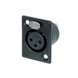 FEMALE PANEL 3-PIN CONNECTOR BLACK.GOLD PINS