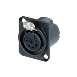 FEMALE 6-PIN DLX-SERIES WITH SOLDER TERMINALS & LATCH WITH BLACK BODY & GOLD PINS