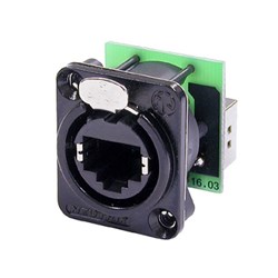 D-TYPE RECEPTACLE REAR RJ-45 FEED-THRU SOCKET BLACK