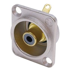 RECESSED RCA SOCKET NICKEL SHELL BLACK INSULATOR