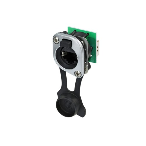 etherCON TOP RJ45 D chassis connector, feedthrough, IP65/ UV resistant, Class D
