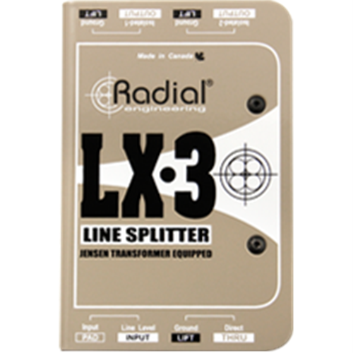Radial LX-3 - Line Level splitter, passive with 1-input, up to 3 outs (2 Jensen isolated outputs) 