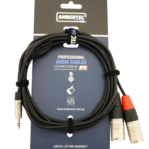 Y cable 1.5m REAN 3.5mm TRS plug - 2 x XLR M