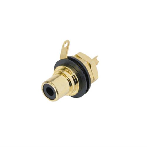 Bulkhead mount RCA gold plated, solder, black ID