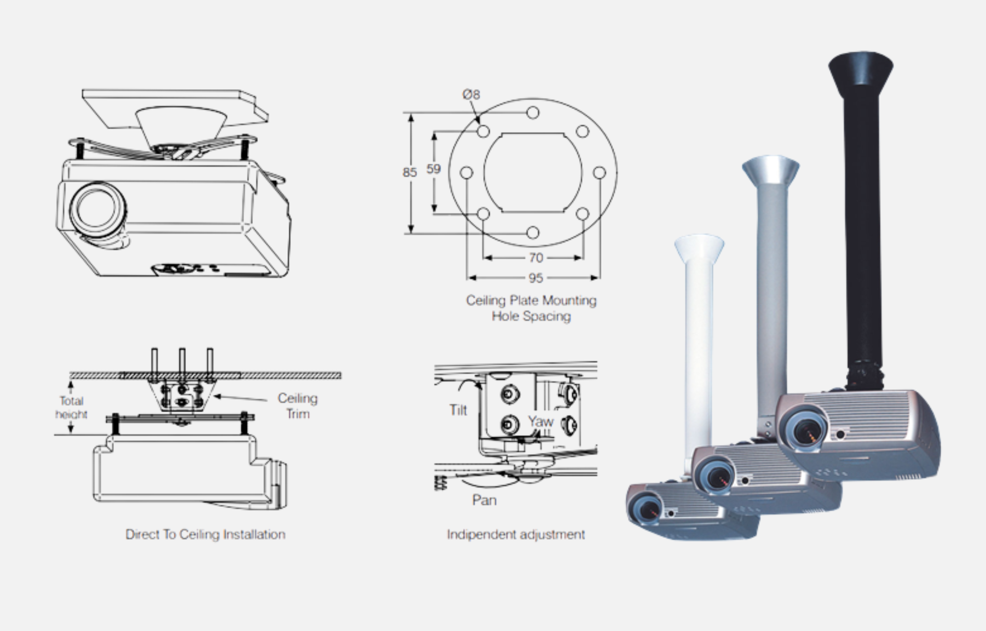 LP Morgan Skyhook Universal Projector Mount | Ceiling Installation ...
