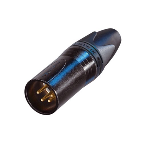 MALE 4-PIN LINE CONNECTOR BLACK/GOLD PINS