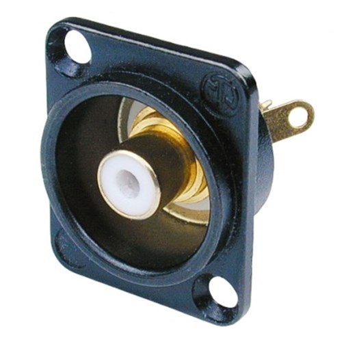RECESSED RCA SOCKET BLACK SHELL WHITE INSULATOR