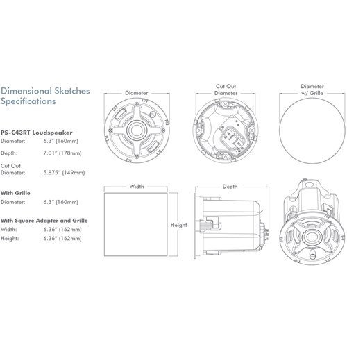 PS-C43RT 4in White in-ceiling Professional Series Sonance