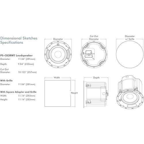 PS-C83RWT 8in Woofer White in-ceiling Professional Series Sonance