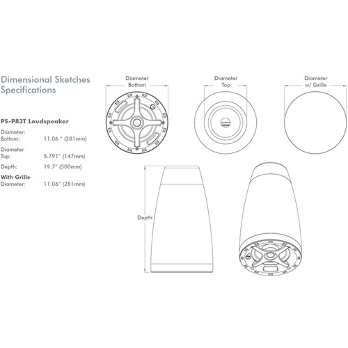 PS-P83T 8in Black Pendant Professional Series Sonance